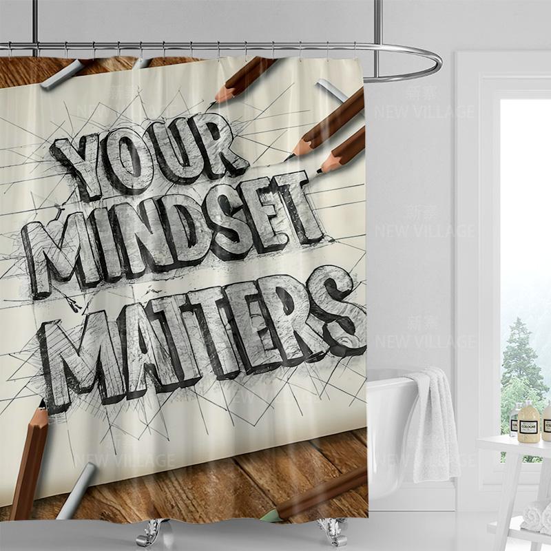Motivational Shower Curtain: Your Mindset Matters Decorate Your Bathroom with Style Positivity