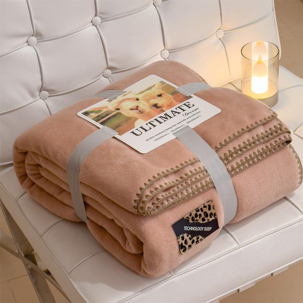 Winter Fall Thickened Imitation Woolen Blanket Soft Office Nap Shawl Blanket Warm Plush Sofa Bed Aviation Blanket Birthday Gift
