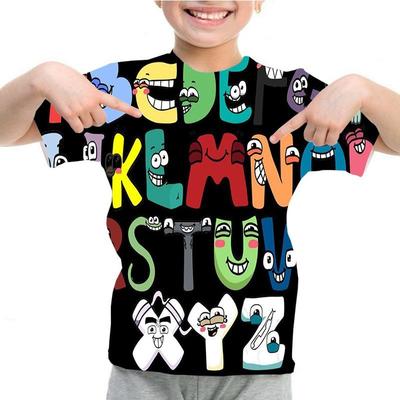 Summer Fashion Kids T-shirt Cartoon Alphabet Pattern 3D Print Casual Loose Outdoor Girl and Boy Short Sleeve Tees Top Pullover
