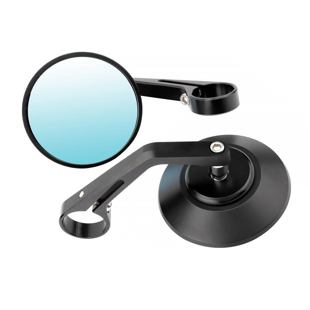 

2Pcs Motorcycle Modified Round Rearview Mirror Handle Bar End Rear View Side Mirrors Black