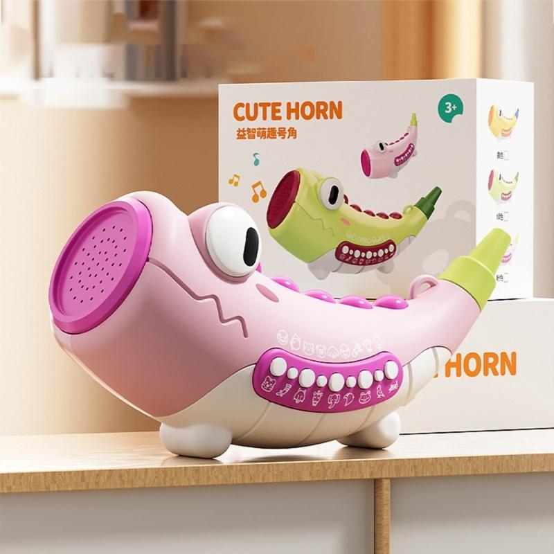 Colorful Dinosaur Horn Blowing Toy For Children Oral Muscle Development Interactive Music Trumpet for Early Education