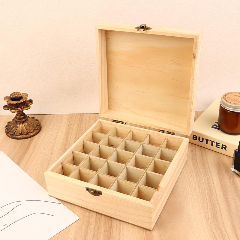 Cutie de Depozitare din Lemn cu 12/25 de Spații Organizator Portabil Recipient pentru Sticle de Ulei Esențial Aromaterapie Cutie de Depozitare Caz
