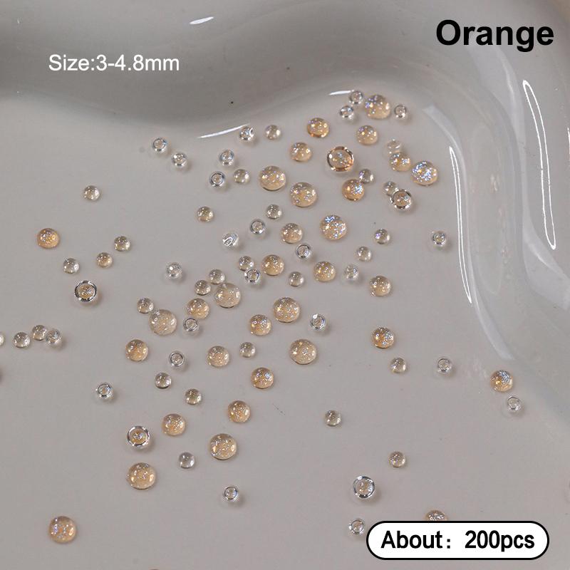 200Pcs Colorful Mermaid Bubble Bead Nail Art Accessories Flat Candy Colored Semi-Circular Diamond Nail Decoration