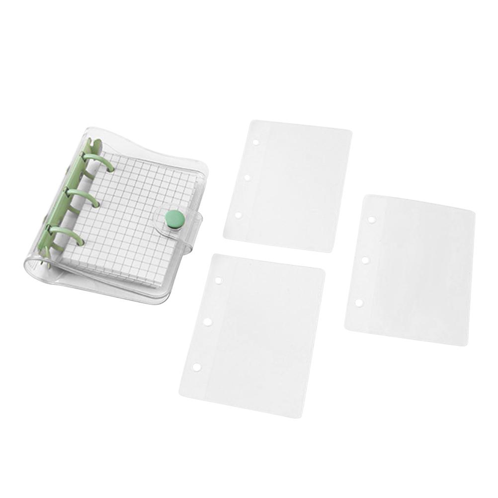 Mini Transparent 3Ring Binder Covers with Grid Inner Page and Binder Pockets Mini Loose Leaf Notebook Binder Clear PVC