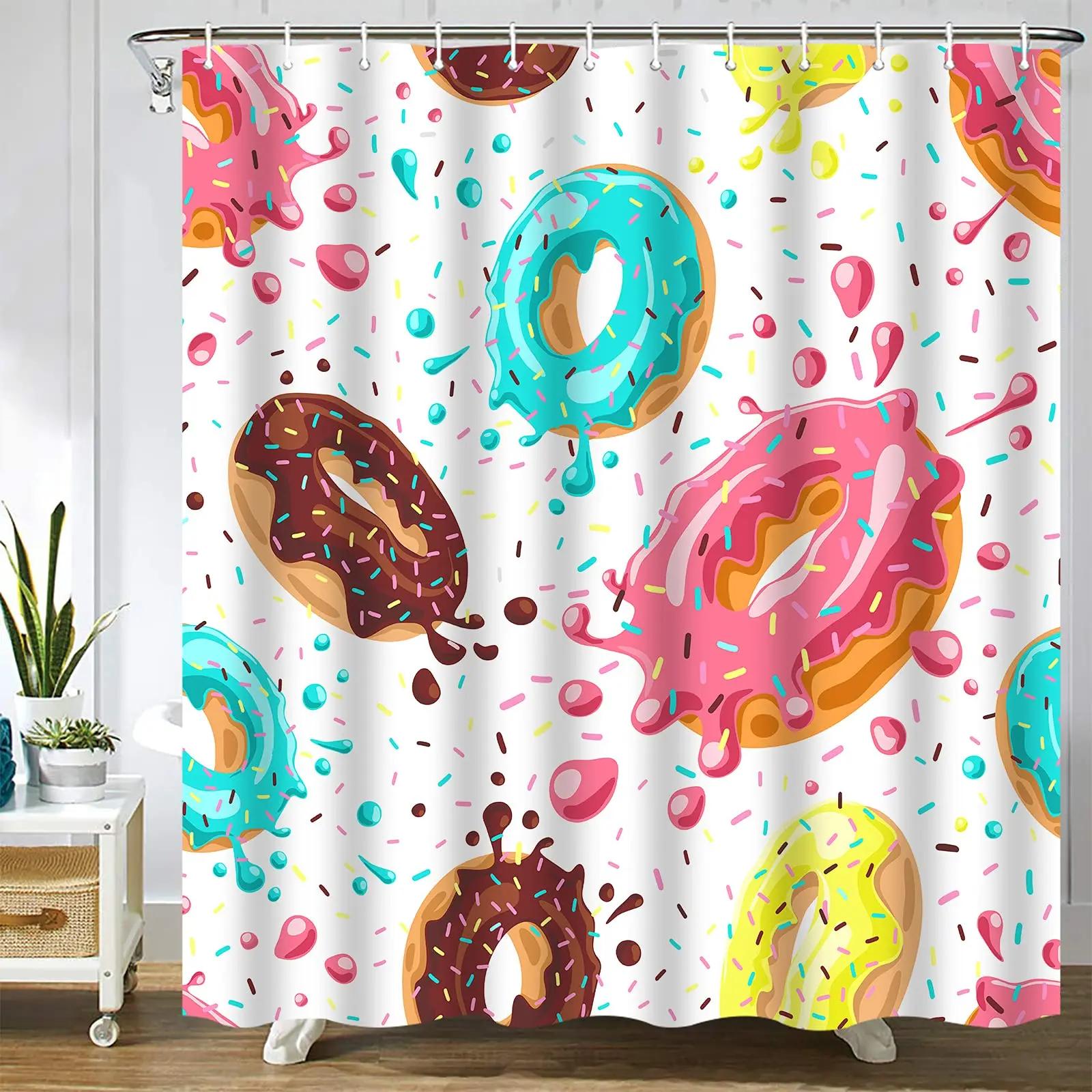 

Shower Curtain Colorful Donuts Pink Chocolate Lemon Blue Mint Glaze Bathroom Curtains Polyester Fabric Waterproof Bathroom Decor W60H190(CM)-1 Pcs
