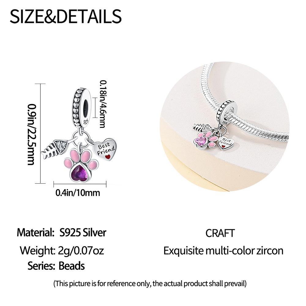 Authentic Copper Charm Bead Charms Luxury Pink Claw Pendant Heart Bead Charms Compatible With Bracelets Diy Women Making Delicate Gift