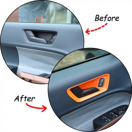 ABS Orange Interior Door Handle Bowl Frame Trim Kit For Ford Maverick -