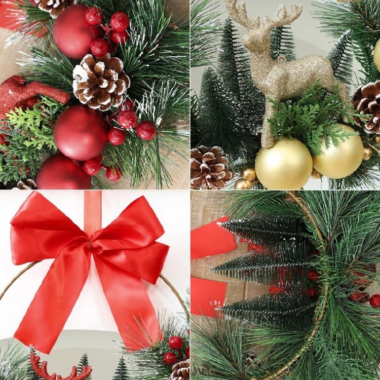 Plastic Holiday Wreath with Open-Center Shape and Top Bowknot Loop for a Vertical Christmas Presentation at Gatherings
