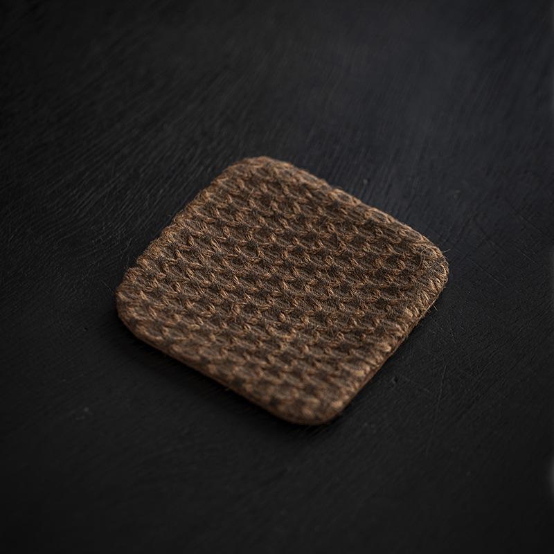 Two-Color Jacquard Tea Mat - Handmade Plant-Dyed Coaster, Retro Style Fabric Tea Coaster