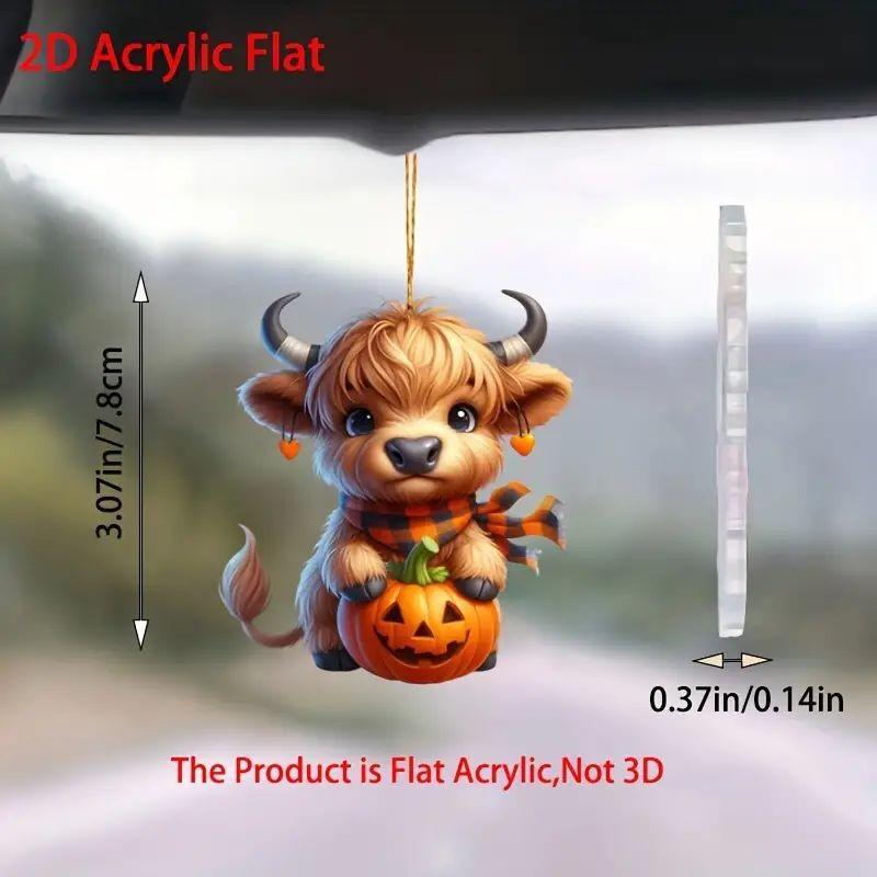 Car Whimsical Halloween Mirror Ornament Vibrant Acrylic Pumpkin Decoration Hanging