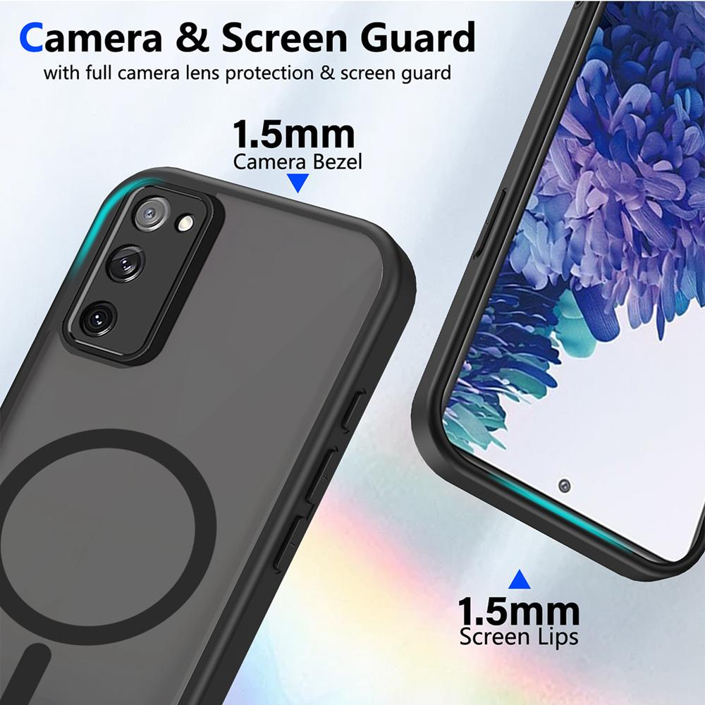 KEYSION Magnetický obal na telefon pro Samsung S20 FE S21 FE Silikon+PC Matný Průsvitný Čirý Nárazuvzdorný kryt pro Galaxy S21 S20 FE 5G