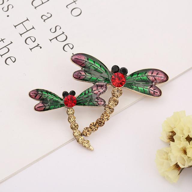 Metal Alloy Dragonfly Rhinestone Pin Brooch Retro Chic Style Trendy Style Dripping Cute Style Insect Animal Series BroochRetro Jewelry