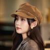 Versatile Retro British Style Beret FallSeason and ColdSeason Leather Velvet DailyWear and Styleable Navy Hat Outside Windproof Warm BrandNewspaper