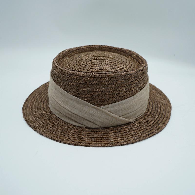 Brown Coffee Natural Straw Straw Hat For Men And Women French Retro Japanese Sunshade Sunscreen Beach Panama Top Hat Vacation
