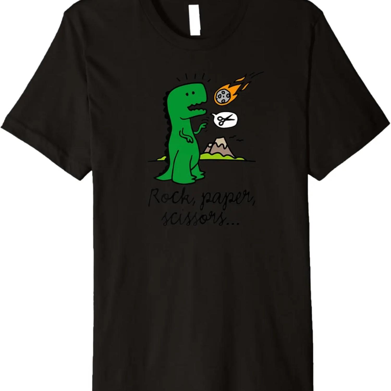 

Funny dinosaur gift T-rex rock paper scissors meteorite Premium T-Shirt S чёрный