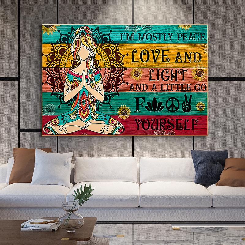 Ich bin meistens Frieden Liebe und Licht Leinwandmalerei Yoga Meditation Wandkunst Bilder Poster und Drucke für Wohnzimmer Heimdeko