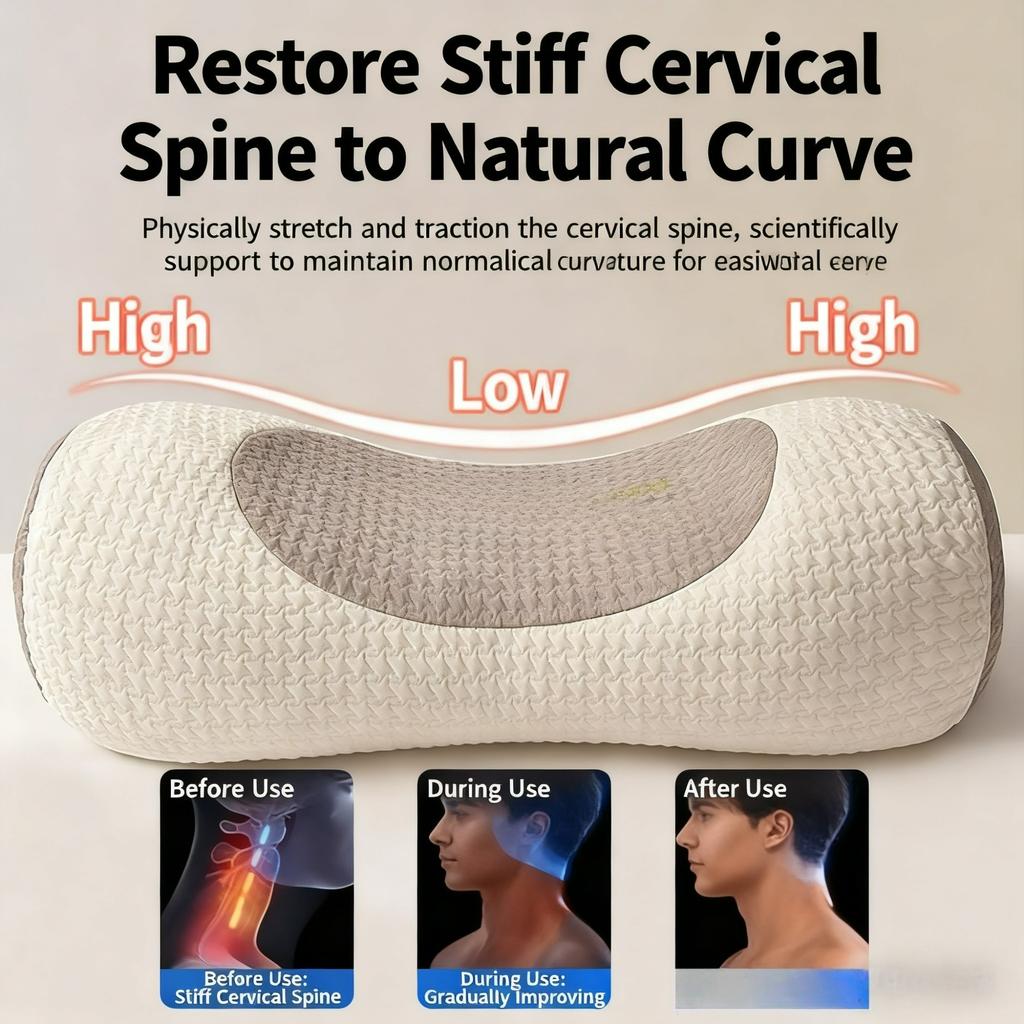 Ergonomic Buckwheat Pillow Adjustable Height Breathable Hypoallergenic Pillow with Removable Cover Cervical Spine & Head Back