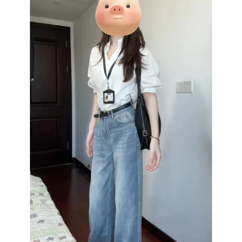 Elegant V-Neck Slim Fit Shirt: French & Hong Kong Style Women s Waist-Cinching Top S