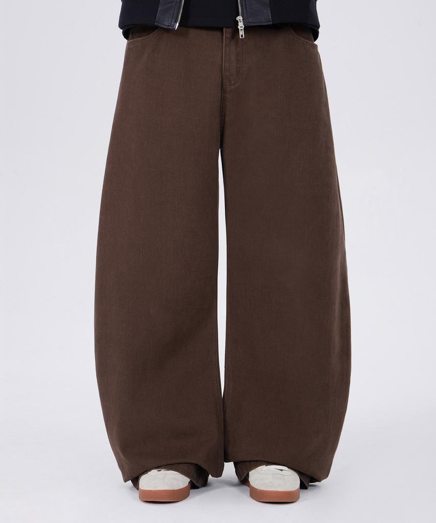 GLW High Curved Wide Cotton Pants Brown