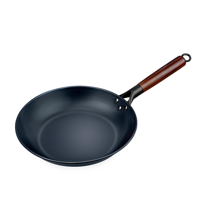 Wu Tuo Hand-Seasoned Wrought Iron Flat Frying Pan Set (27cm, 2-Pack)