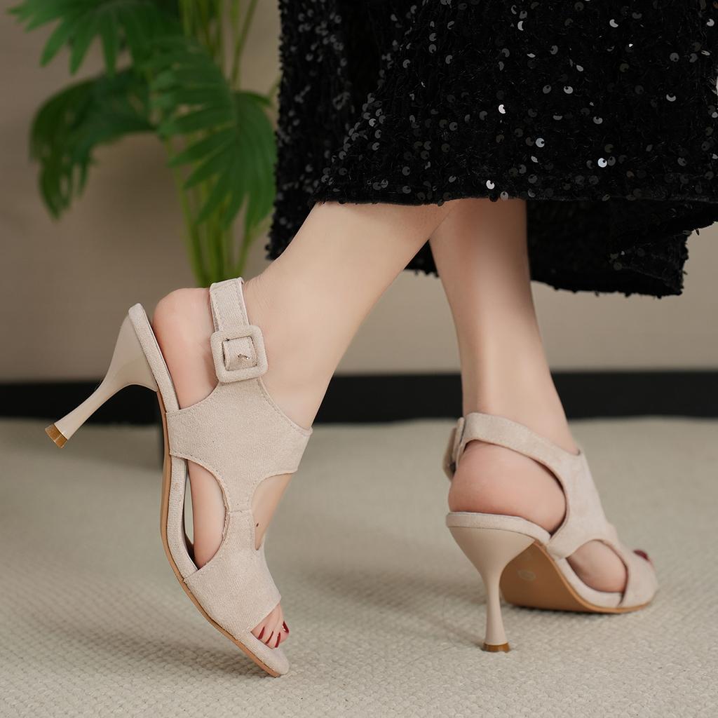 Fashion Summer New Women's Open Toe Sandals Fashion Party Thin Heels Buckle Strap Shoes Sandals Ladies Shoes