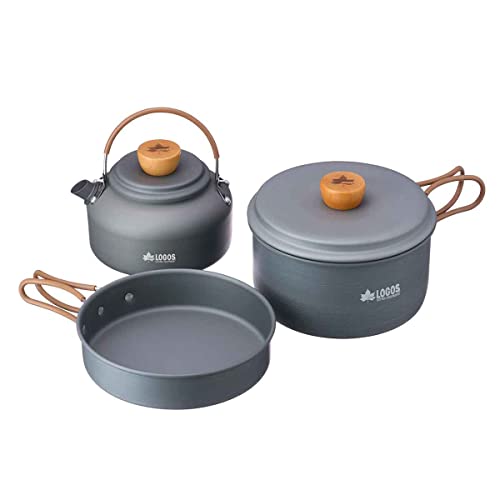 LOGOS Cookware & Kettle Set 81210212 Camping Hard Anodized Finish