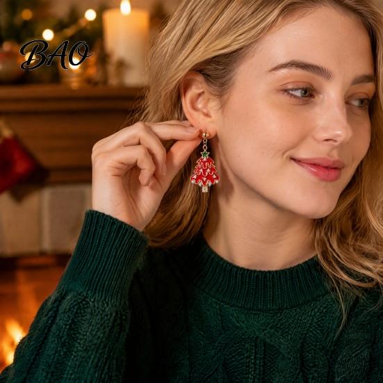Festive Jewelry for Women 1 Pair Christmas Earrings Women, Xmas Tree Dangle Winter Holiday Gift Stud Earrings, Sparkling Rhinestone Festival