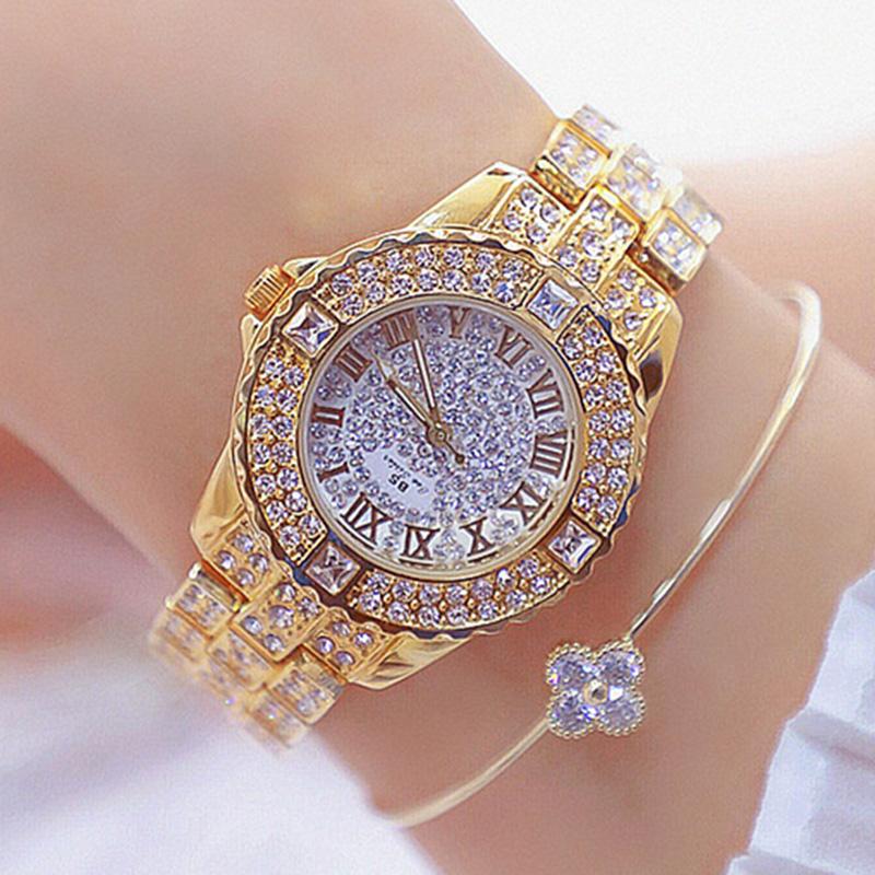 AUP1 Damenuhren Diamant Gold Uhr Damen Armbanduhren Luxusmarke Strass Damen Armbanduhren Weiblich Relogio Feminino