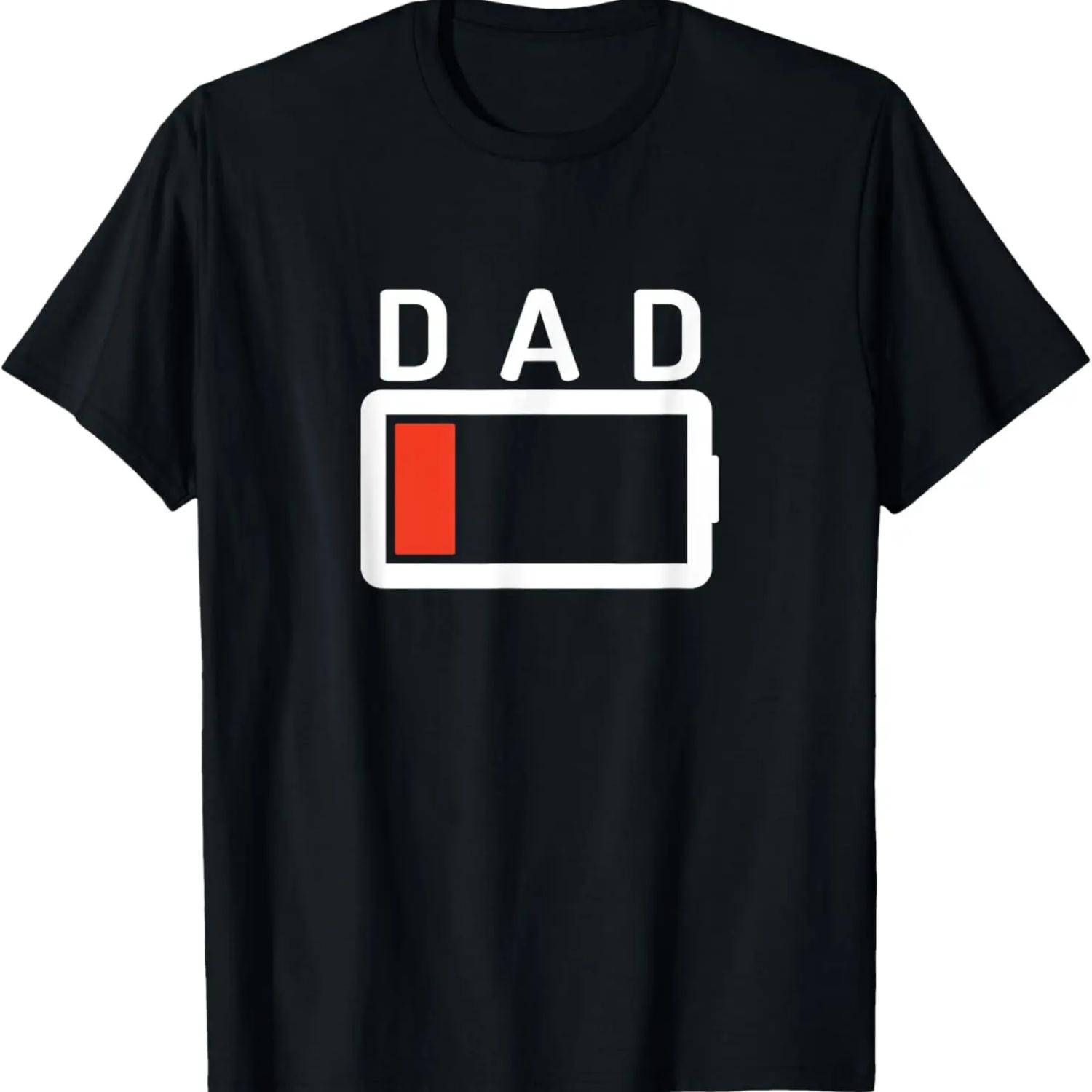 Mens Funny Parenting Dad Low Battery Empty Tired T-shirt S