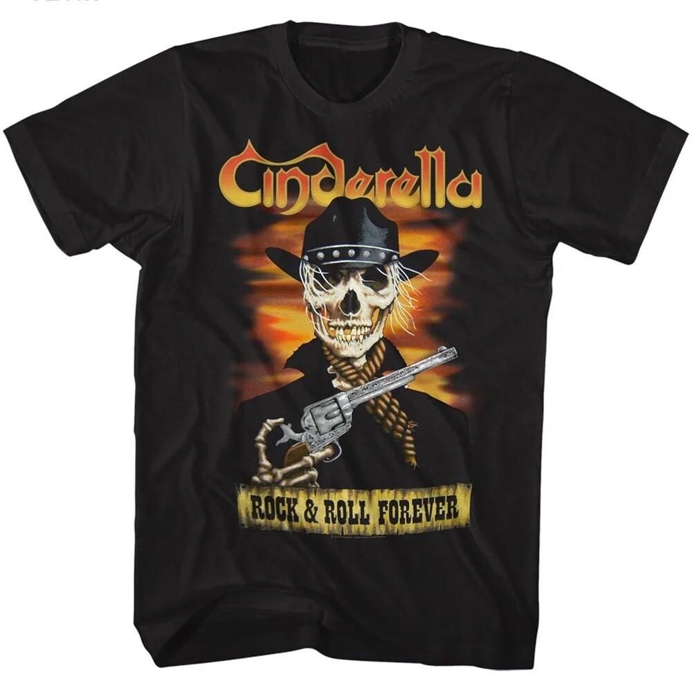 CINDERELLA Band T-Shirt New SKELERELLA Metal Music Merch Black Cotton Unisex T-Shirt XXXXL