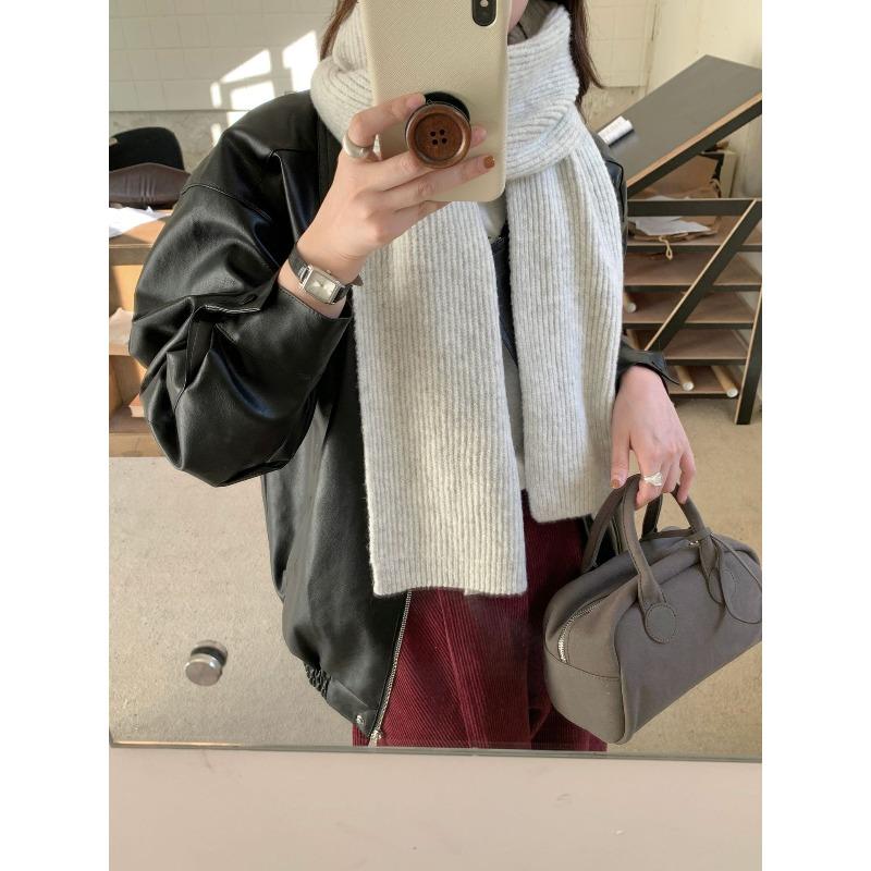 Autumn and Winter Wool Blended Korean Solid Color Versatile Knitted Scarf Soft Warm and Simple New Style Scarf