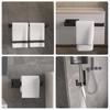 Black Bathroom Hardware Set Self-sticking,  Robe Hook Towel Rail Bar Towel Bar Paper Holder Accessories Set Without Nails