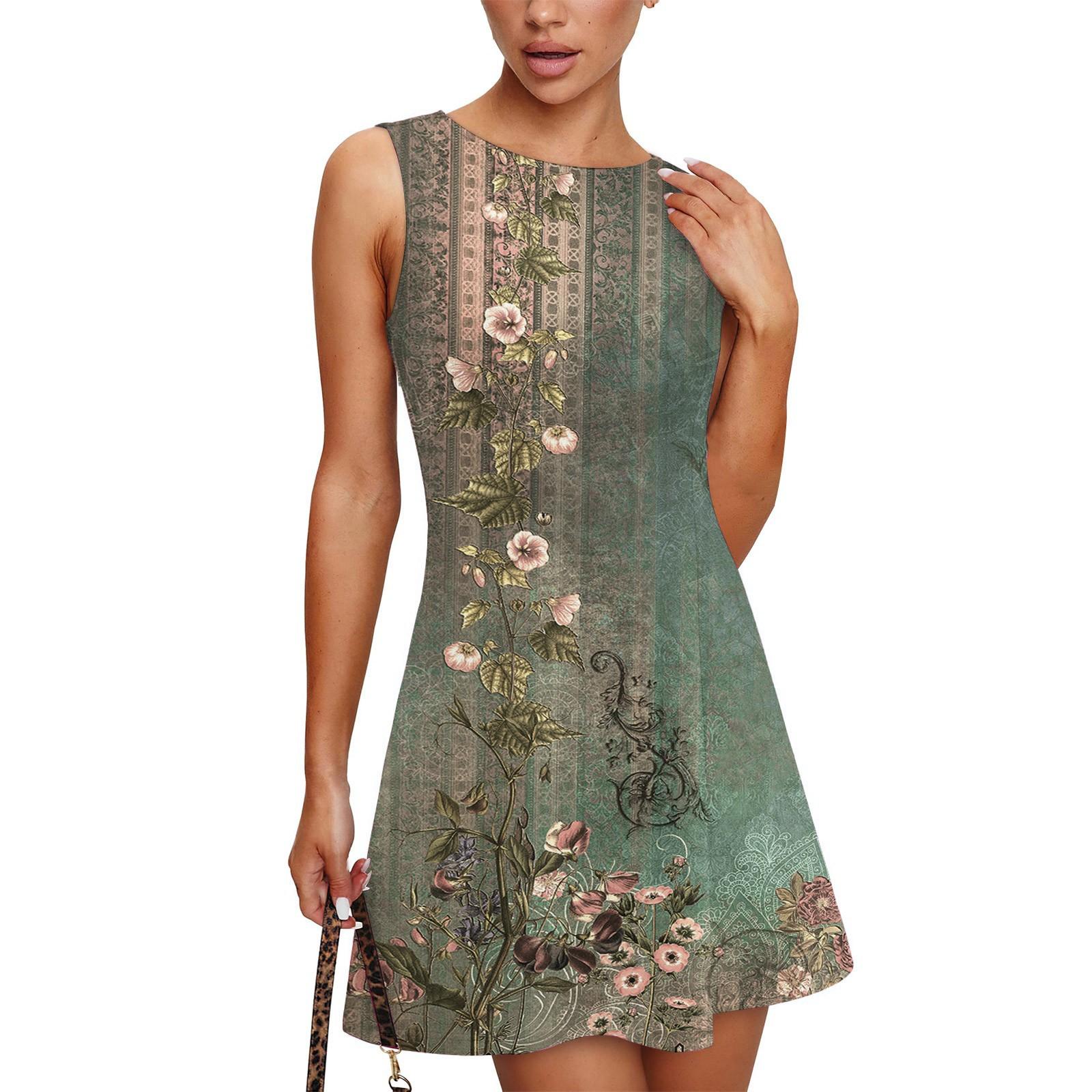 

Женское модное повседневное платье без рукавов с круглым вырезом и принтом Платье без рукавов с круглым вырезом S