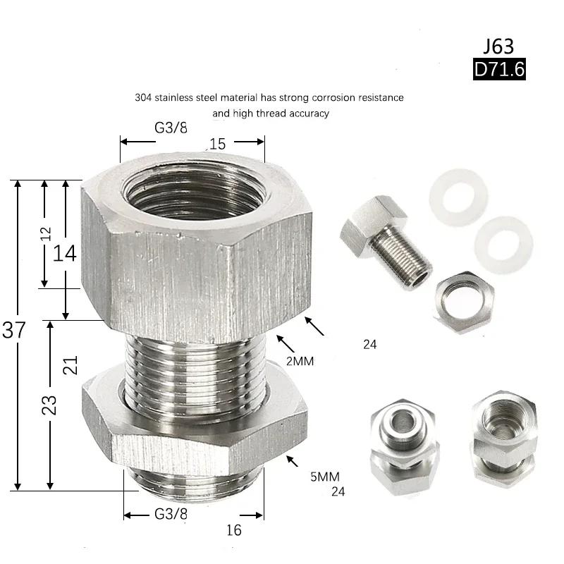 304 Stainless Steel Pipe Fitting Bulkhead Water Tank Connector Adapter Inner and Outer Wire Water Tank Joint
