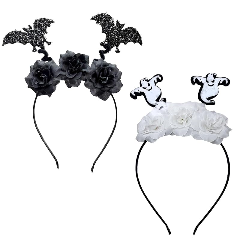

[Samcos] halloween headband 2 pieces ghost pumpkin makeup ornaments costume accessories masquerade ball Photography tools (black, white)