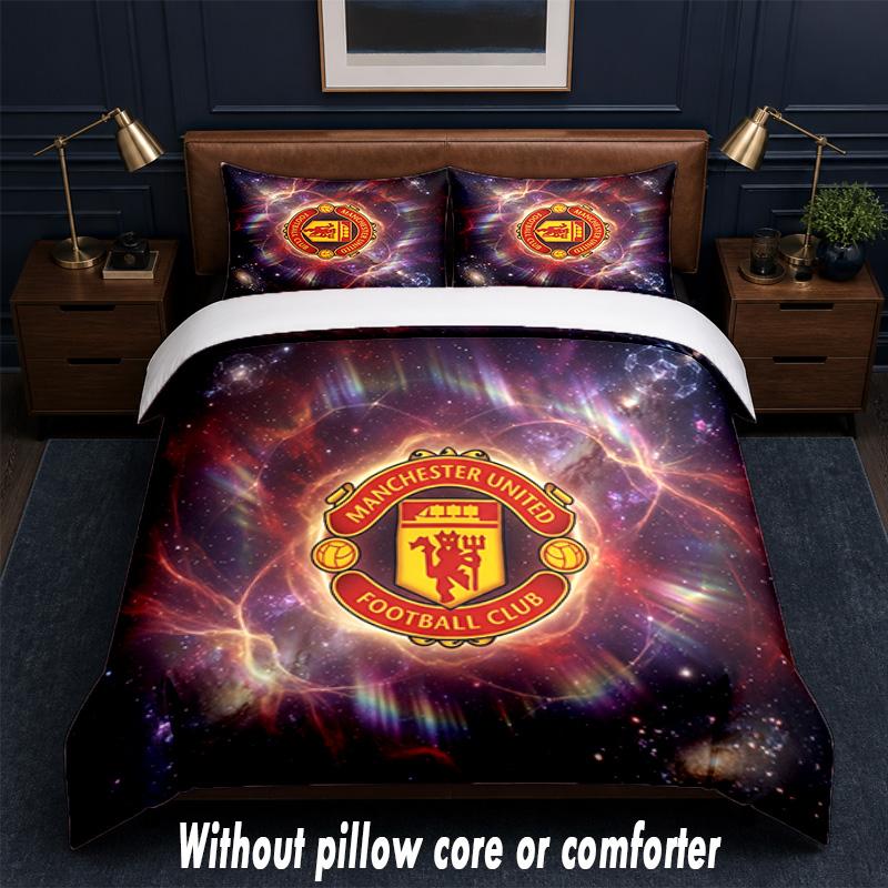 Manchester United Diseño Juego de Cama Ropa de Cama 1 Funda Nórdica + 2 Fundas de Almohada Suave Transpirable Ropa de Cama para el Hogar