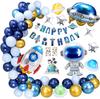 Bruiloft Verjaardag Babyborrel Geslachtsonthulling Decoraties Stofblauw Wit Ballonnenboog Slingerset