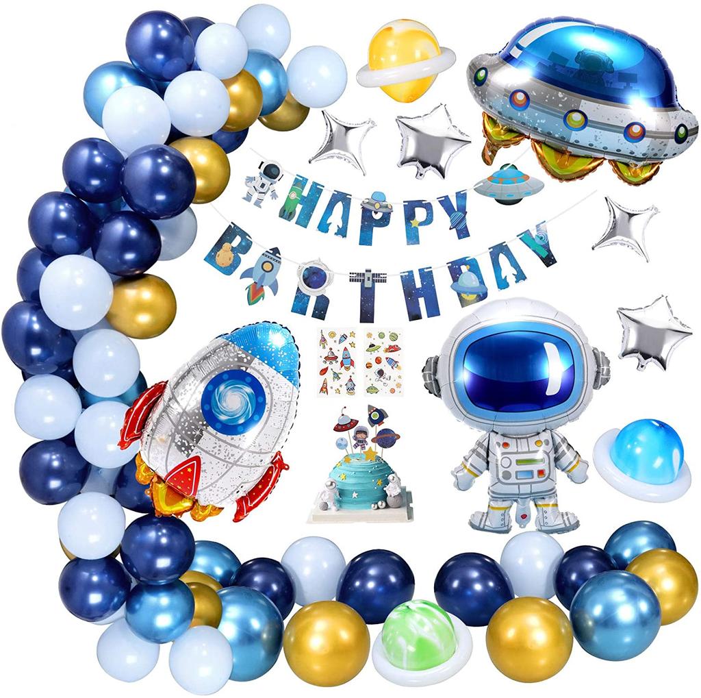 Bruiloft Verjaardag Babyborrel Geslachtsonthulling Decoraties Stofblauw Wit Ballonnenboog Slingerset