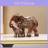 Resin Elephant Sculpture With Imitation Wood And Jade Finish For Home Decor