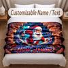 Christmas Theme Soft Blanket Personalized Custom Name Text Print Warm Blanket Home Sofa Bedroom Decor