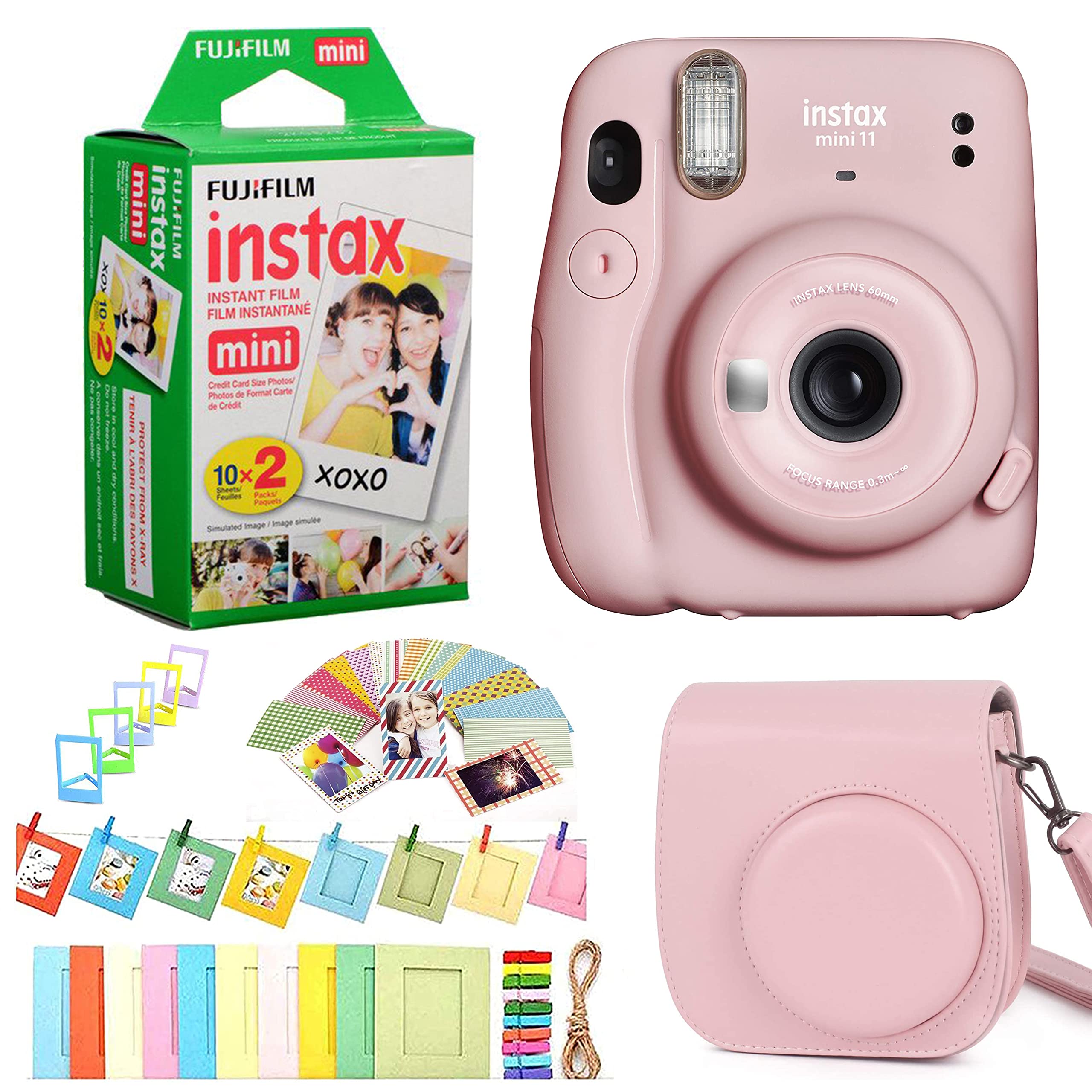 

Fujifilm Instax Mini 11 Instant Camera + Fuji Instax Film 20 Shots + захисний футляр + Frame Design Kit (Кисть рожева)