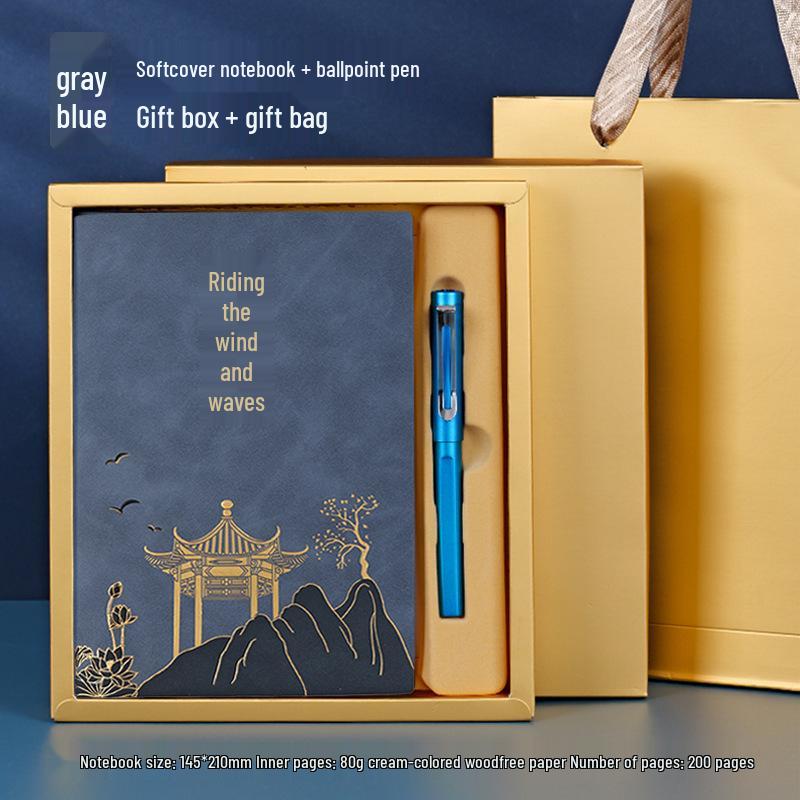 Chinese Style A5 Sheepskin Notebook Gift Set with Custom Logo