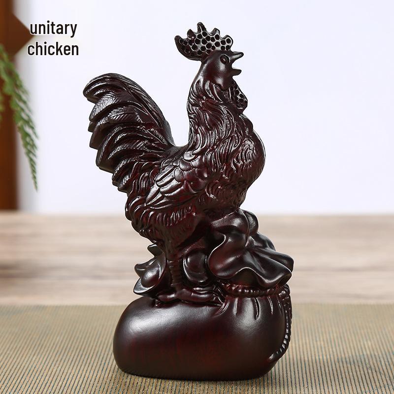 Ebony Zodiac Animal Statues - Hand-Carved Wooden Ornaments 