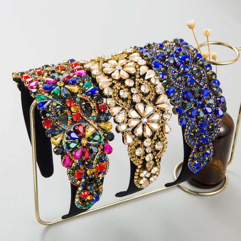 Neues Übertriebenes Farbe Glas Bohrer Schwerindustrie Stirnband Mode Barock Super Flash Retro Party Haarschmuck