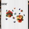 Party Decoration Floral Wall Stickers Rose Flowers with Butterflies, PVC Waterproof Decals, Removable Peel And Stick Art Decor, Murals for Home Living