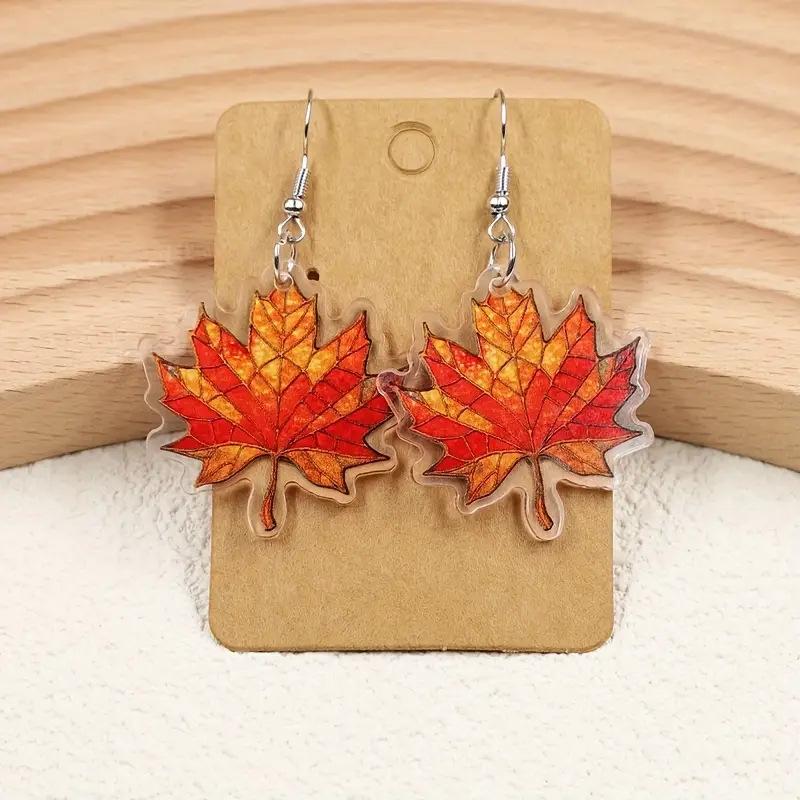 Cross-border New Autumn Maple Leaf Earrings, Flat Acrylic, Thanksgiving Atmosphere In Europe and America, Leaf Earrings Jewelry