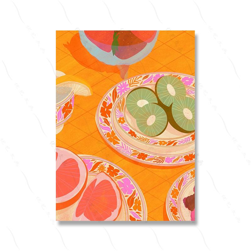 Plakaty i wydruki Nordic Girl Abstrakcyjna sztuka ścienna Malowanie na płótnie Kolorowy obraz z kreskówek do dekoracji ścian salonu