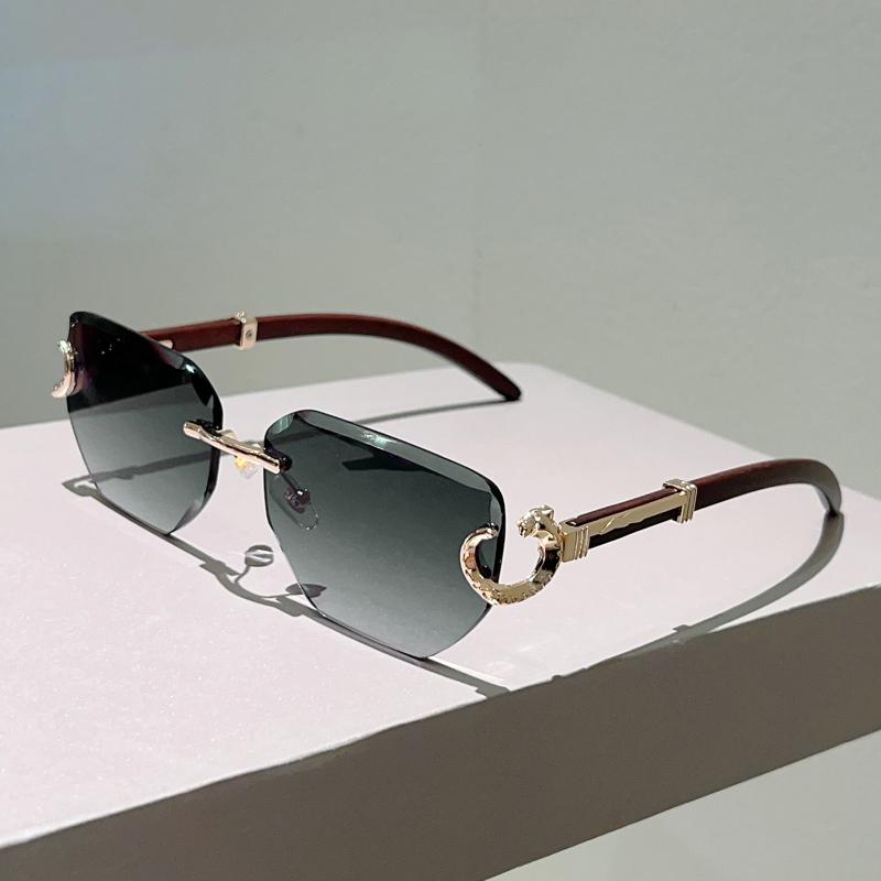 Rimless Vintage Sunglasses  Mew Fashion Gradient Luxury Brand Design Shades Women Trendy Stylish Decor Sun Glasses