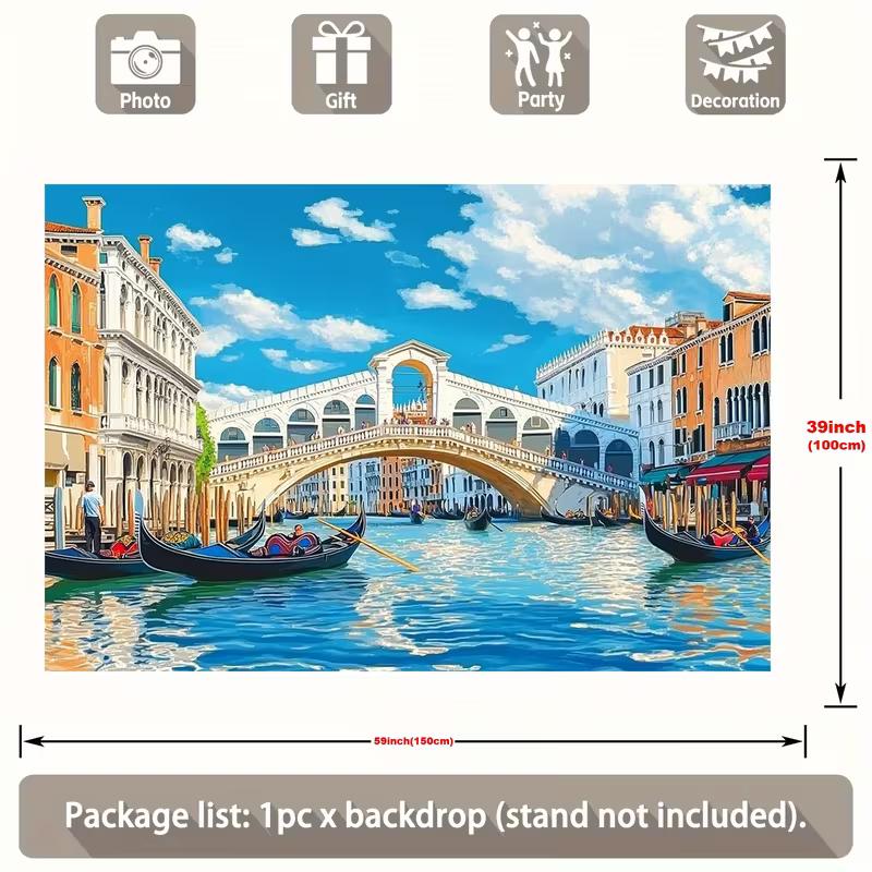Arazzo Canal Grande di Venezia, Ponte di Rialto e Gondole Sfondo Stampato 2D per Decorazioni per la Casa a Tema Viaggio