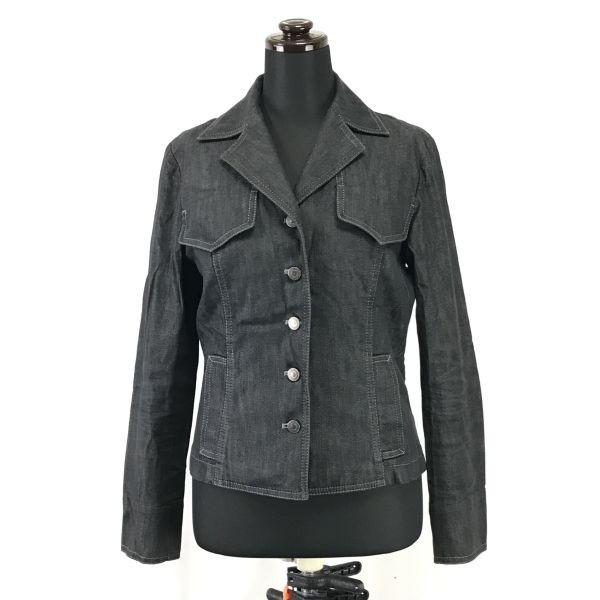 MOGA Silk 14% Blend High-End Denim Jacket Women’s 2 M Gray Jackets Jumpers